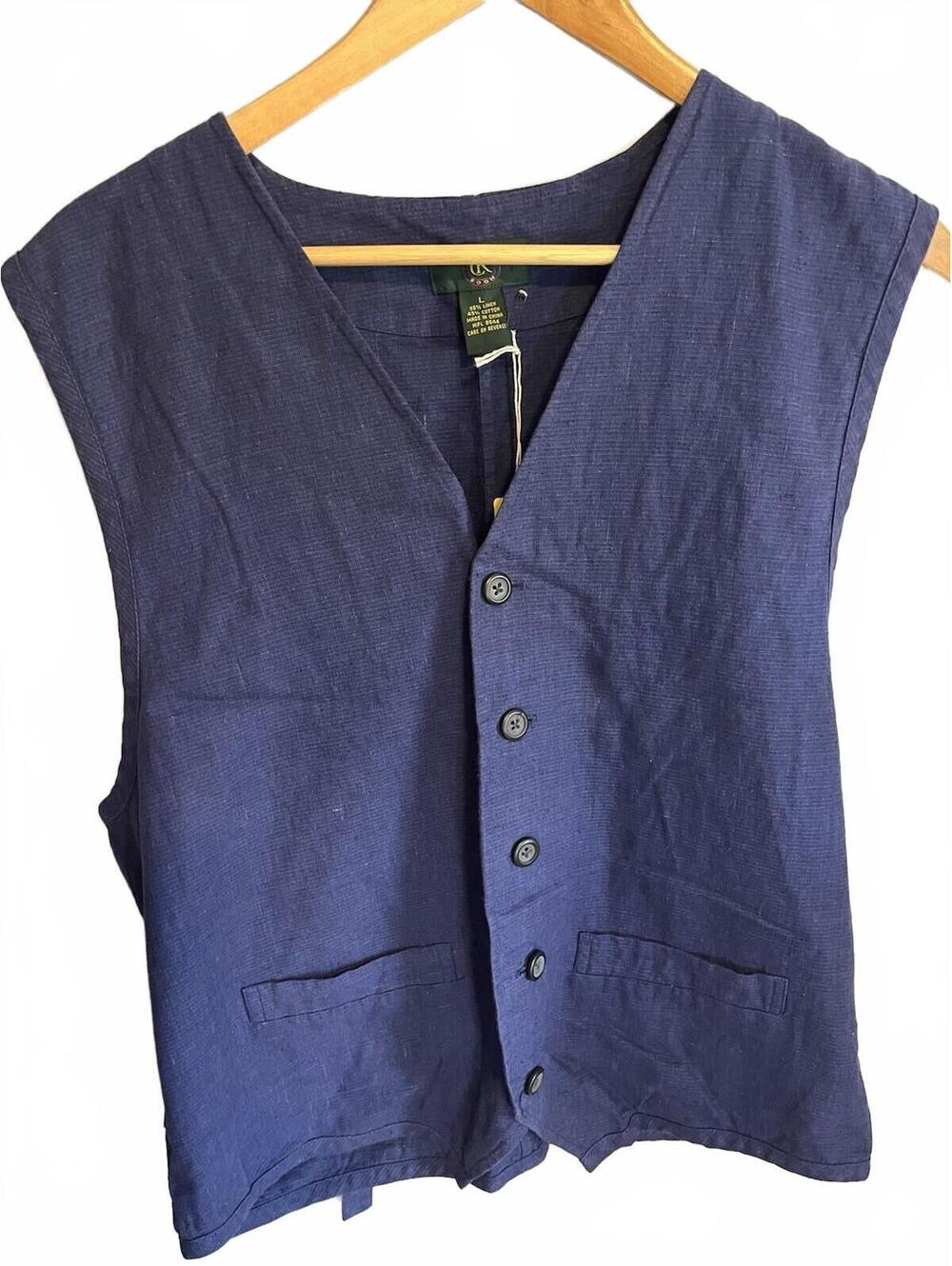 Vintage Club Room Line- blend Vest Large Navy Blue Adjustable Back Buckle Preppy